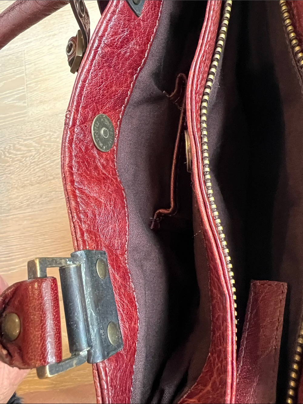 Diesel Red Leather Messenger Tote Bag - Picture 8 of 15
